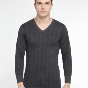 PARITO Men Thermal Top V-neck Full sleeves Dark Grey