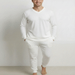 Parito Men Thermal Vest V-neck Full Sleeves - White